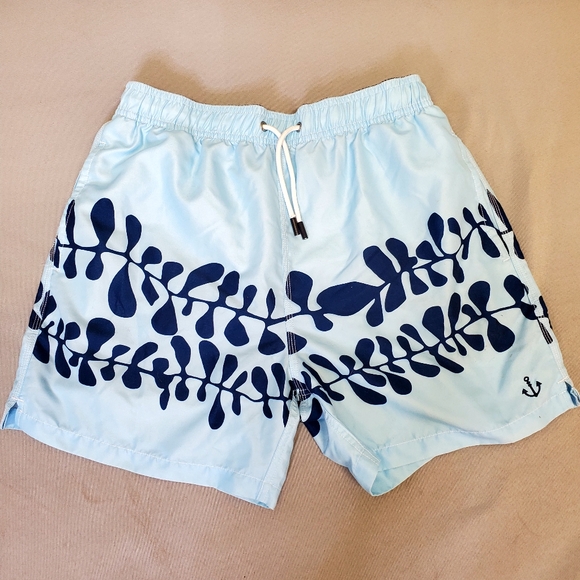 Ahoy Volleyball Shorts/bathing suit  Baby Blue and Navy Size Large - Picture 1 of 7